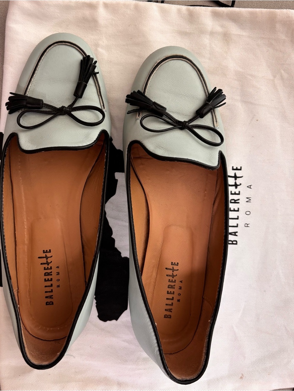 BallereTTe slip-on flat loafer, tassels. Made and bought in Italy.